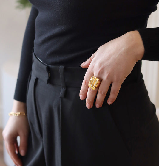 Aurora Textured Gold Statement Ring