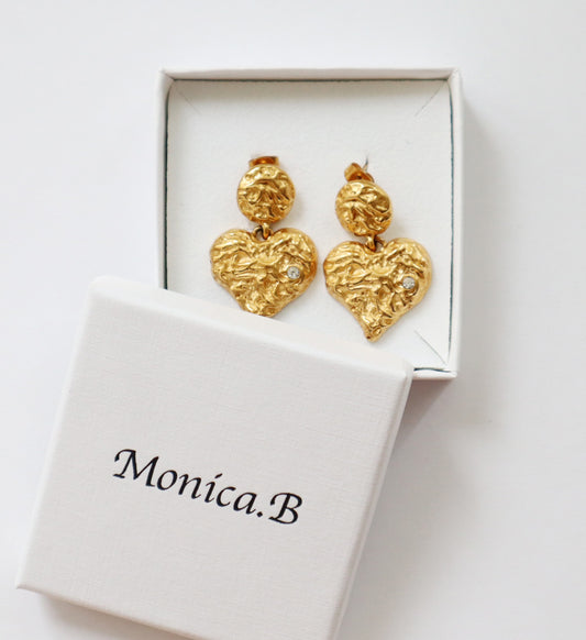 Irregular Heart Earring With Clear Stone