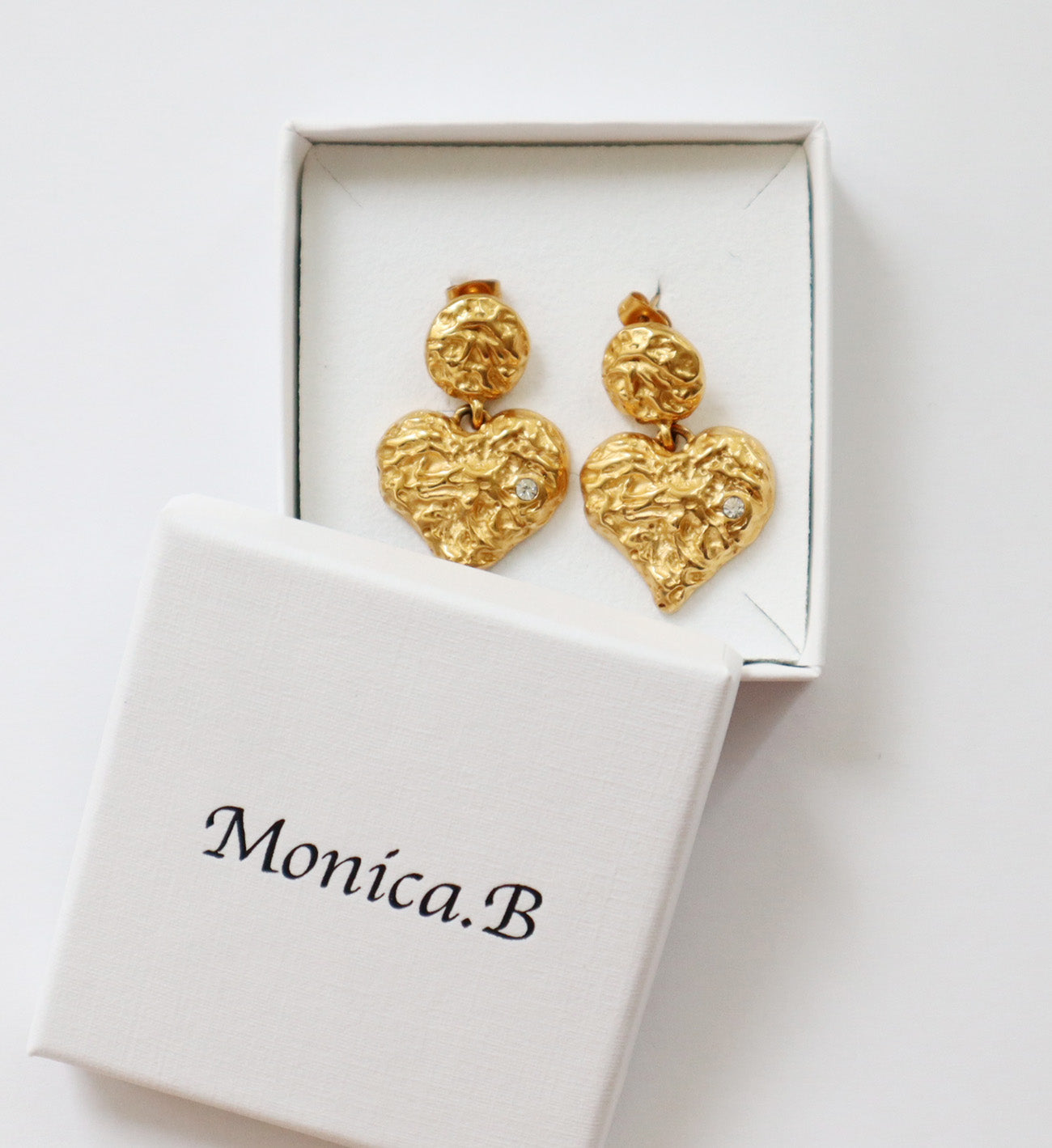 Irregular Heart Earring With Clear Stone