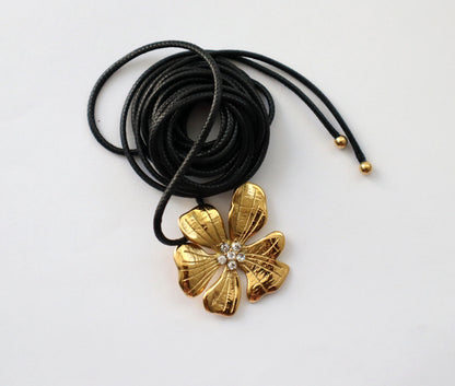 Flower Pendant Cord Necklace