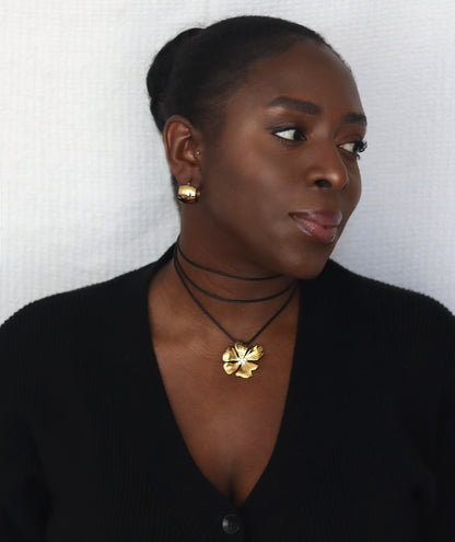 Flower Pendant Cord Necklace