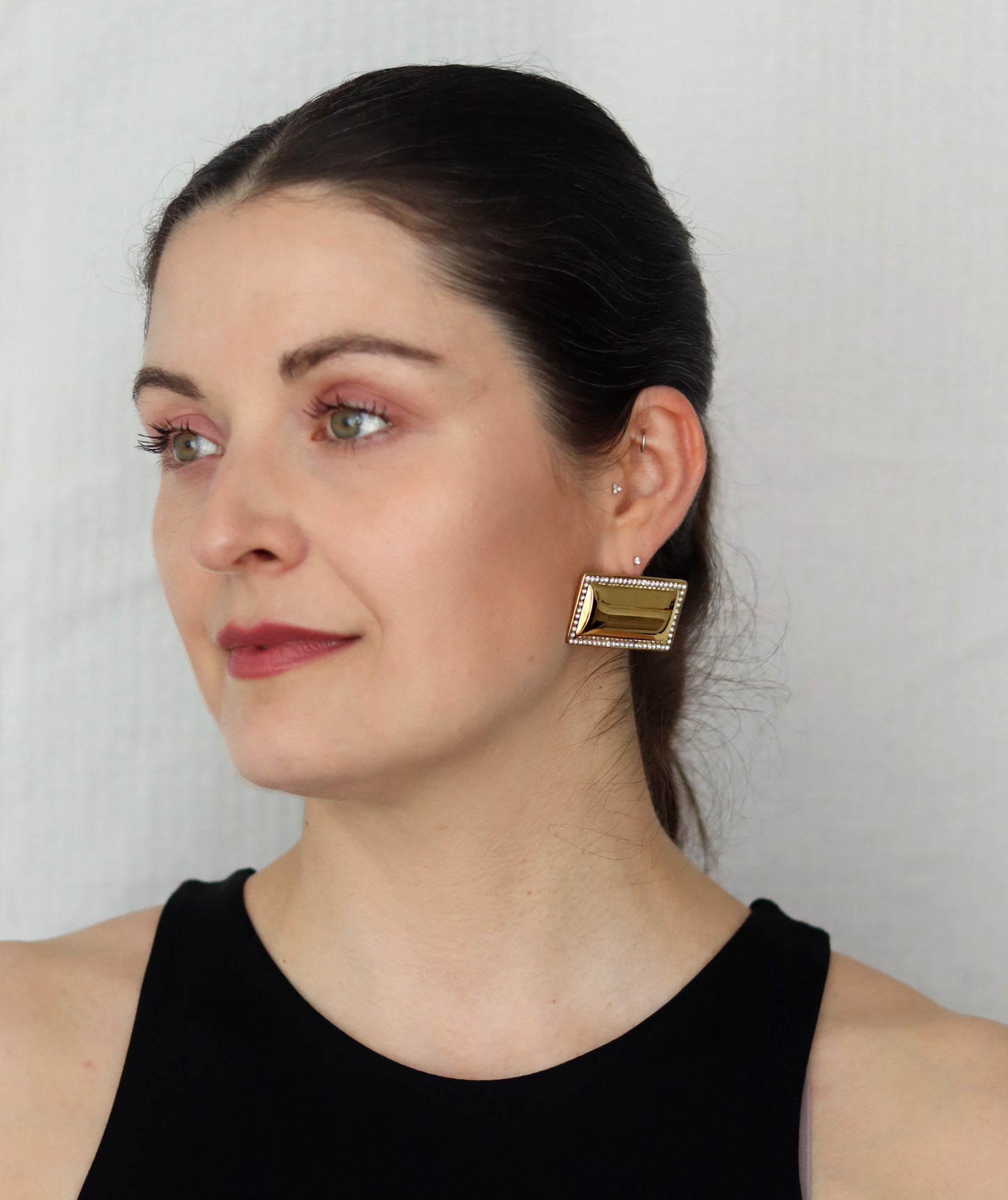 Rectangle Earring With Stones