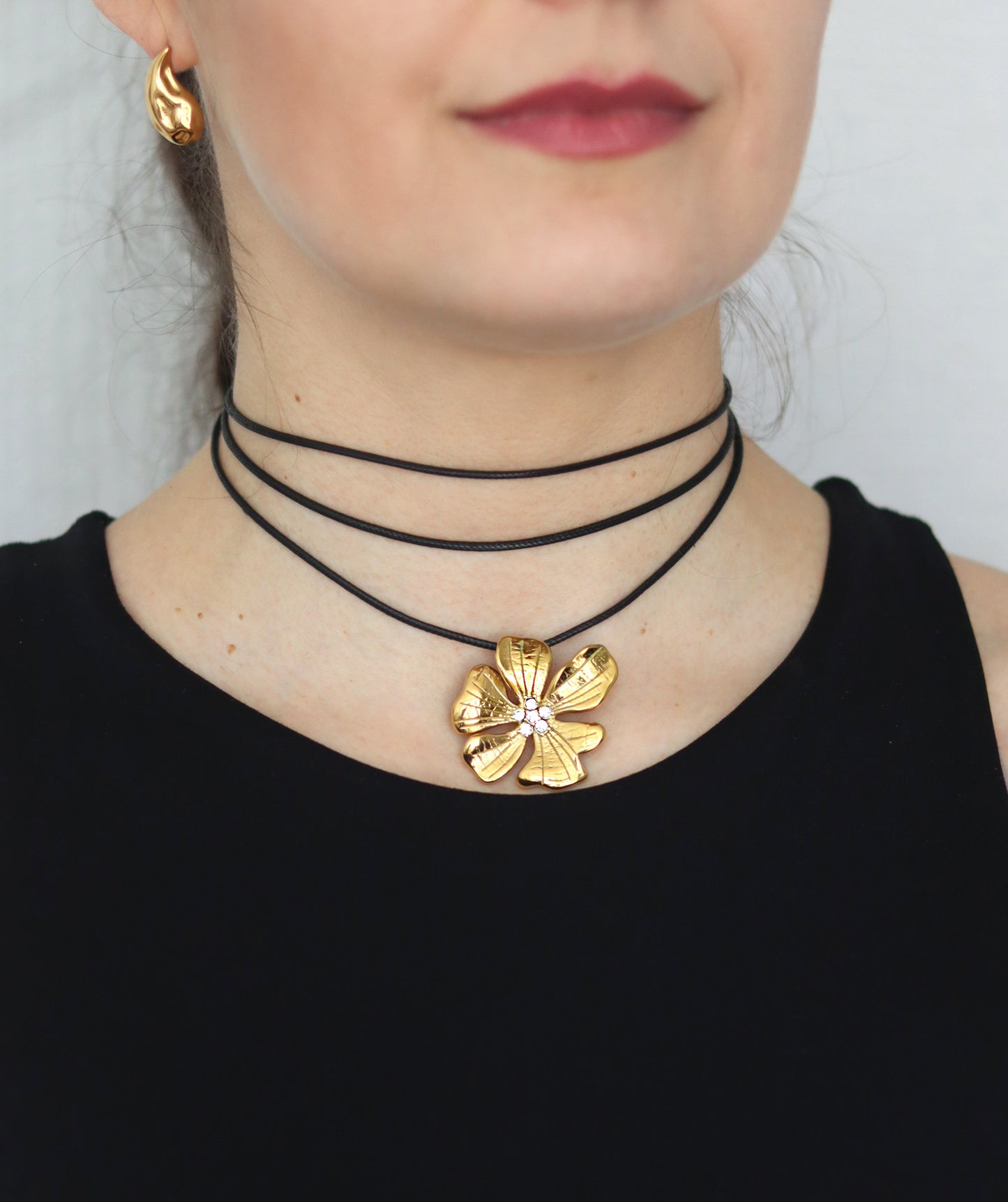 Flower Pendant Cord Necklace