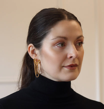 Luxe Amor Golden Heart Chain Earrings