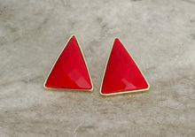 Load image into Gallery viewer, Triangle Shape Red Earrings