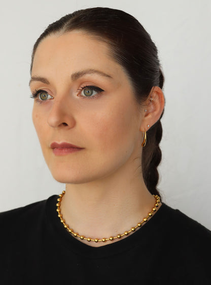 Round Ball Bead Necklace - waterproof 18K gold high-polish beaded chain
