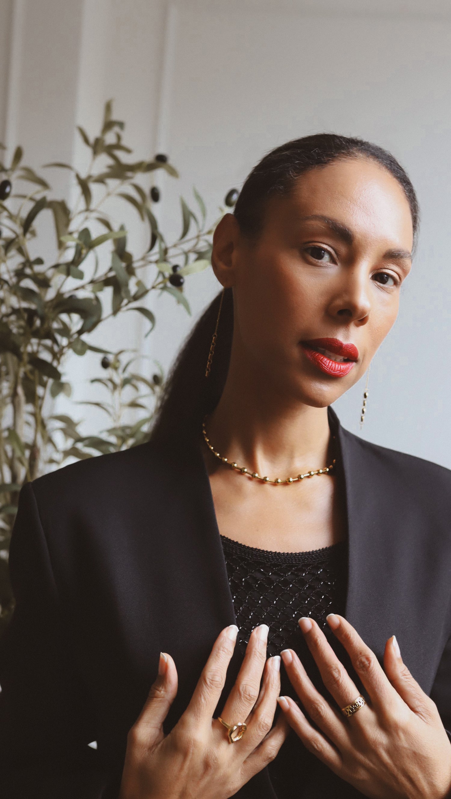 Round Ball Bead Necklace in gold