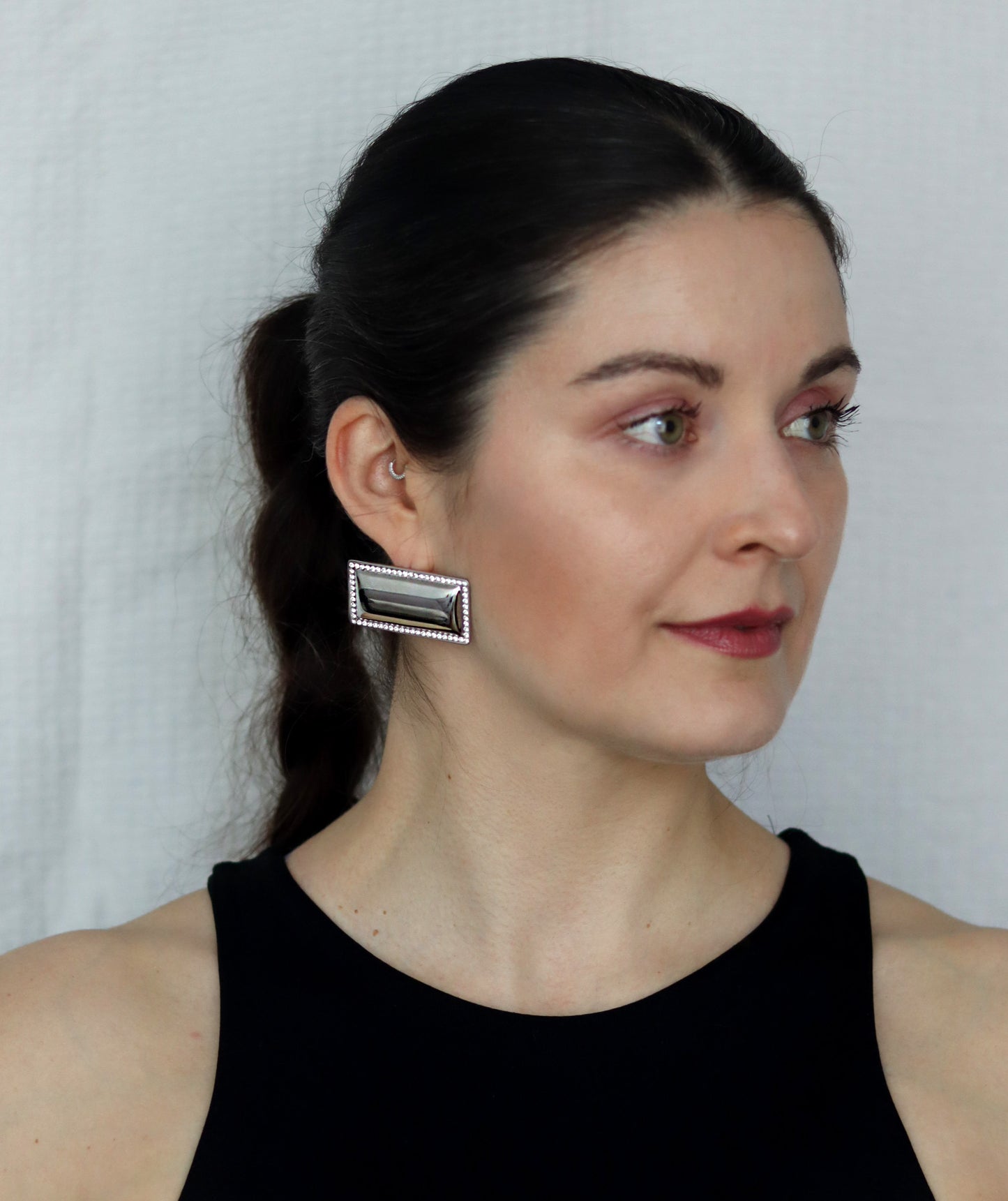 Rectangle Earring With Stones