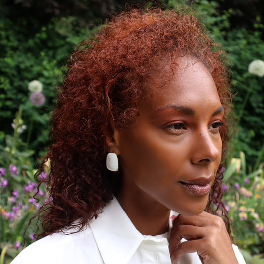ivory/white enamel coloured earrings