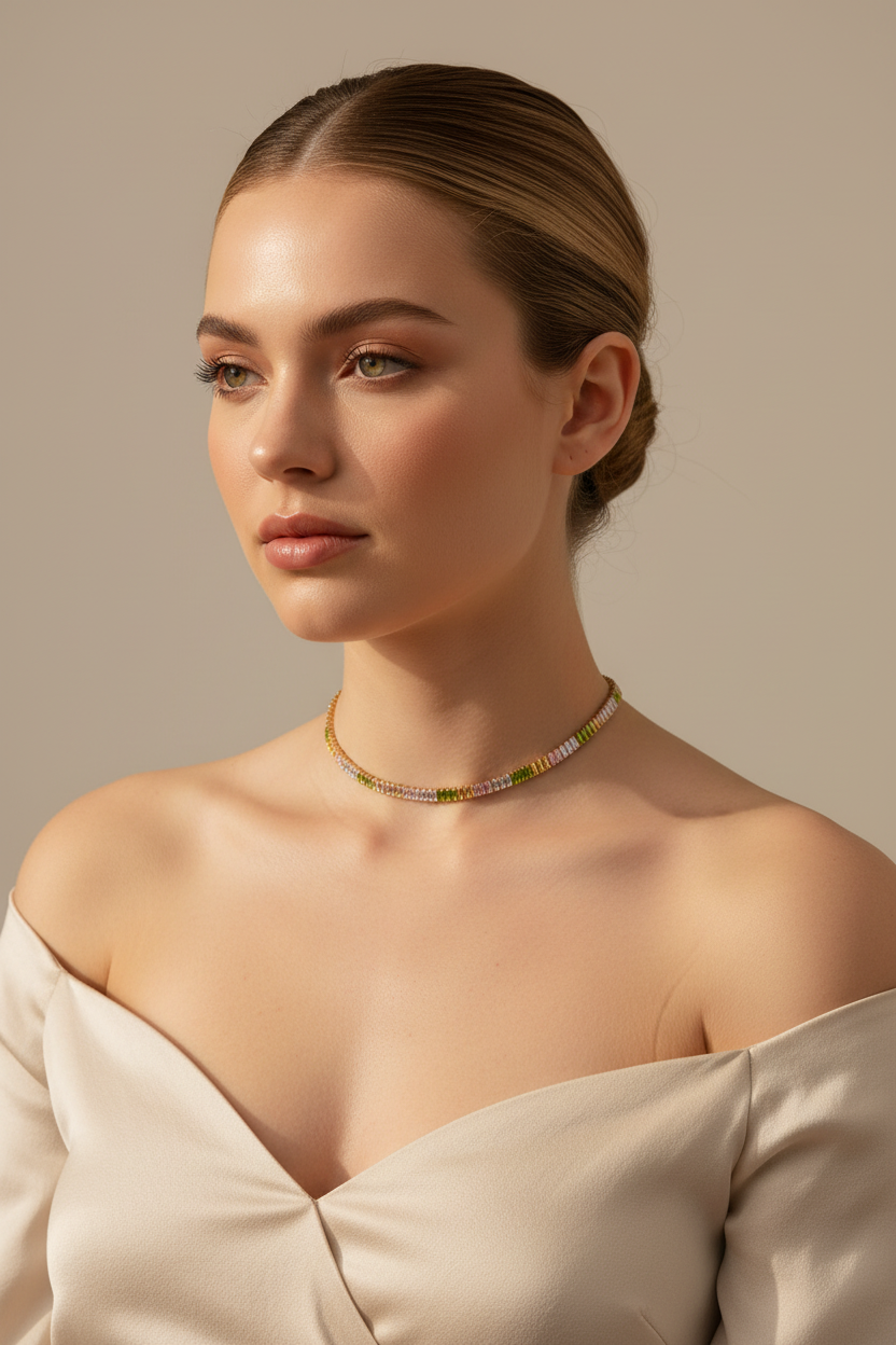 Anthurium Necklace on Caucasian model