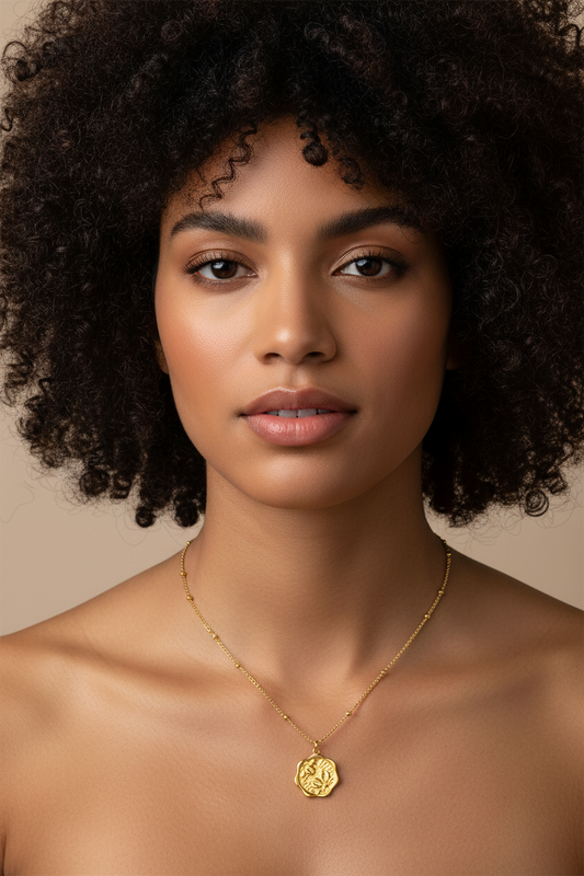 Cherry Flower Pendant with beaded chain details