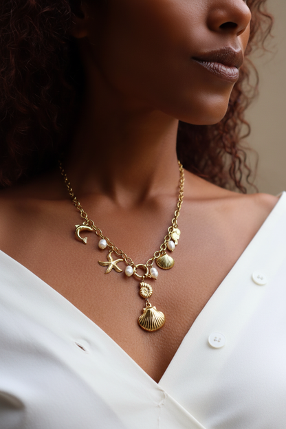 Costa Charm Necklace on darker skin model
