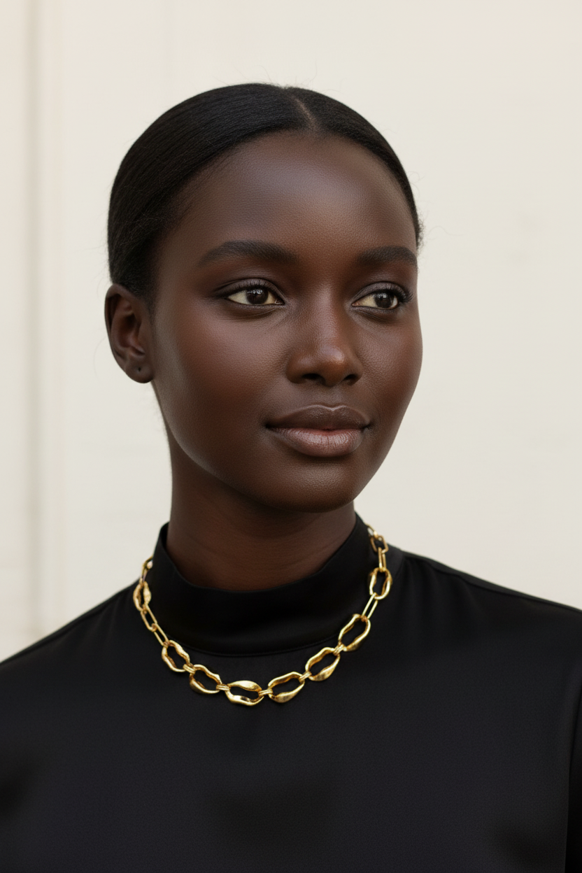 Daisy Necklace on Black model