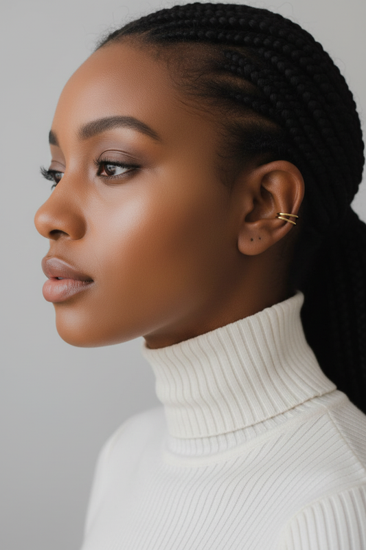 Fenyw Ear Cuffs on model