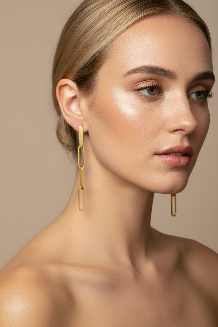 Naag Paper Clip Link Earrings on a mode
