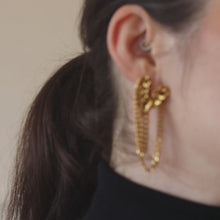 Load and play video in Gallery viewer, Luxe Amor Golden Heart Chain Earrings
