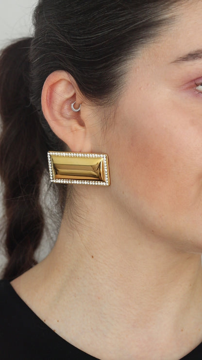 Rectangle Earring With Stones